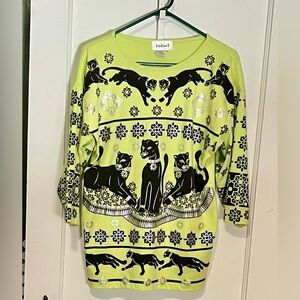 RAFAEL Lime Green Sweatshirt with Black Cat Design